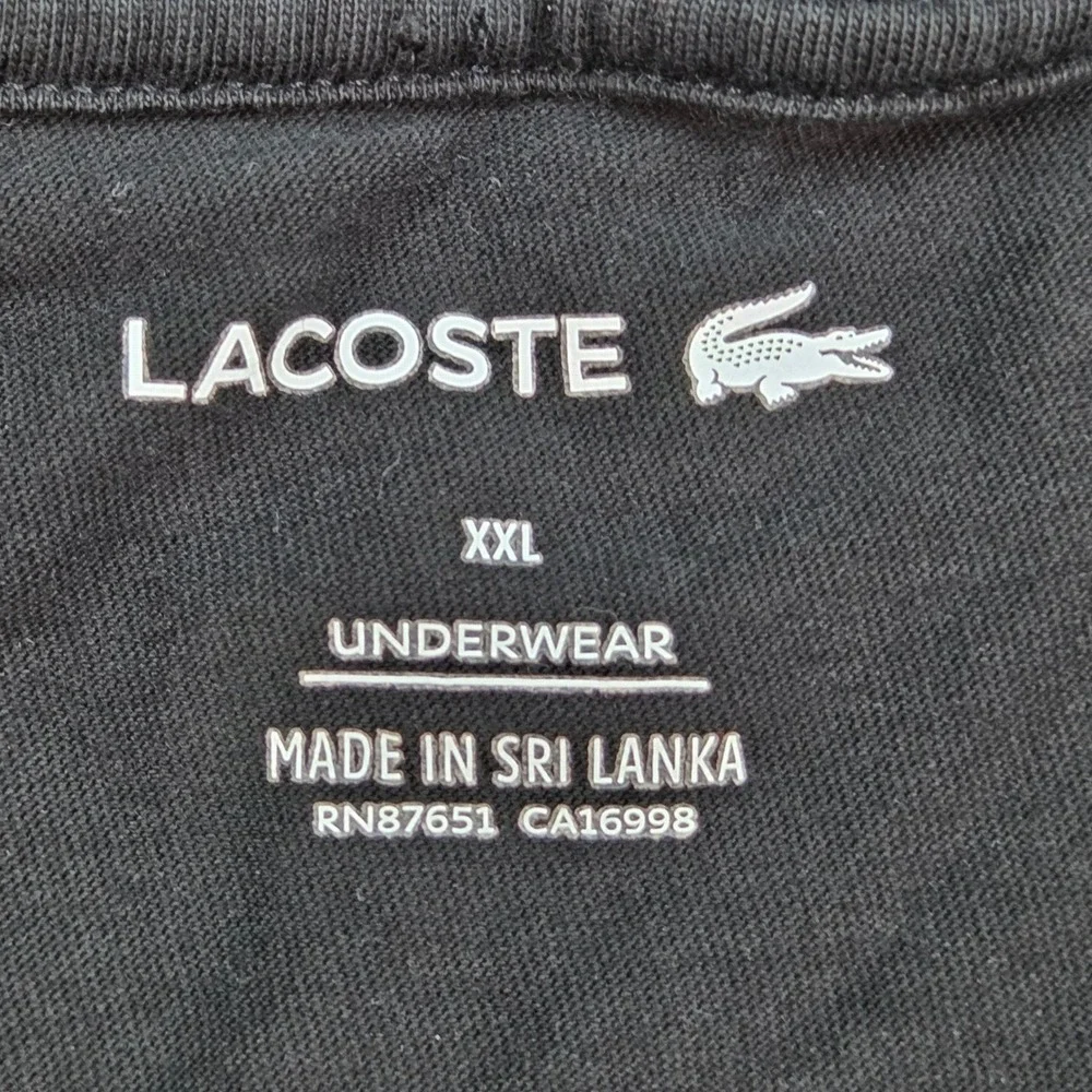 Lacoste T-Shirt Mens XXL Short Sleeve Crew Neck Croc Logo Patch Solid Black